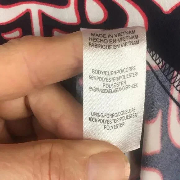 Laundry by Shelli Segal Black and Navy Geometric Dress Gathered Bell Sleeve - Picture 7 of 9